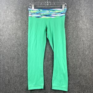 Lululemon Wunder Under Crop Reversible Women's 6 Jungle Green Inkwell